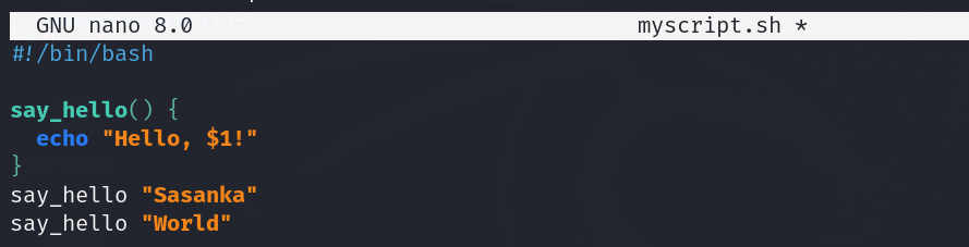 Example of a Bash Function