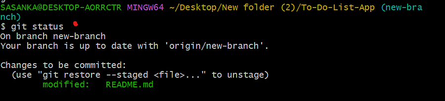 Git Status Command Output