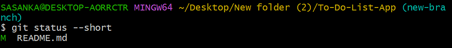 Git Status Short Command Output