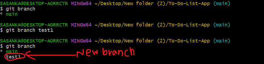 Create new branch