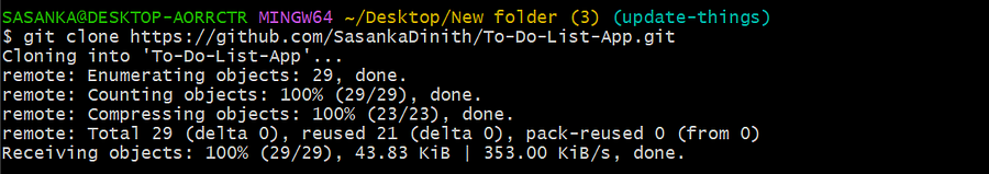 Git clone command example